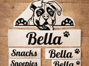 Sticker set - Glurende hond + Namen | Snacks - Snoepjes