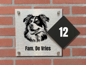 Naambord – Voordeur – Border colli